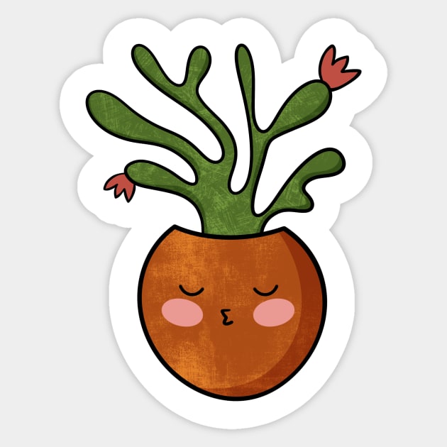 Cute kawaii cactus sticker Sticker by LoneJensen